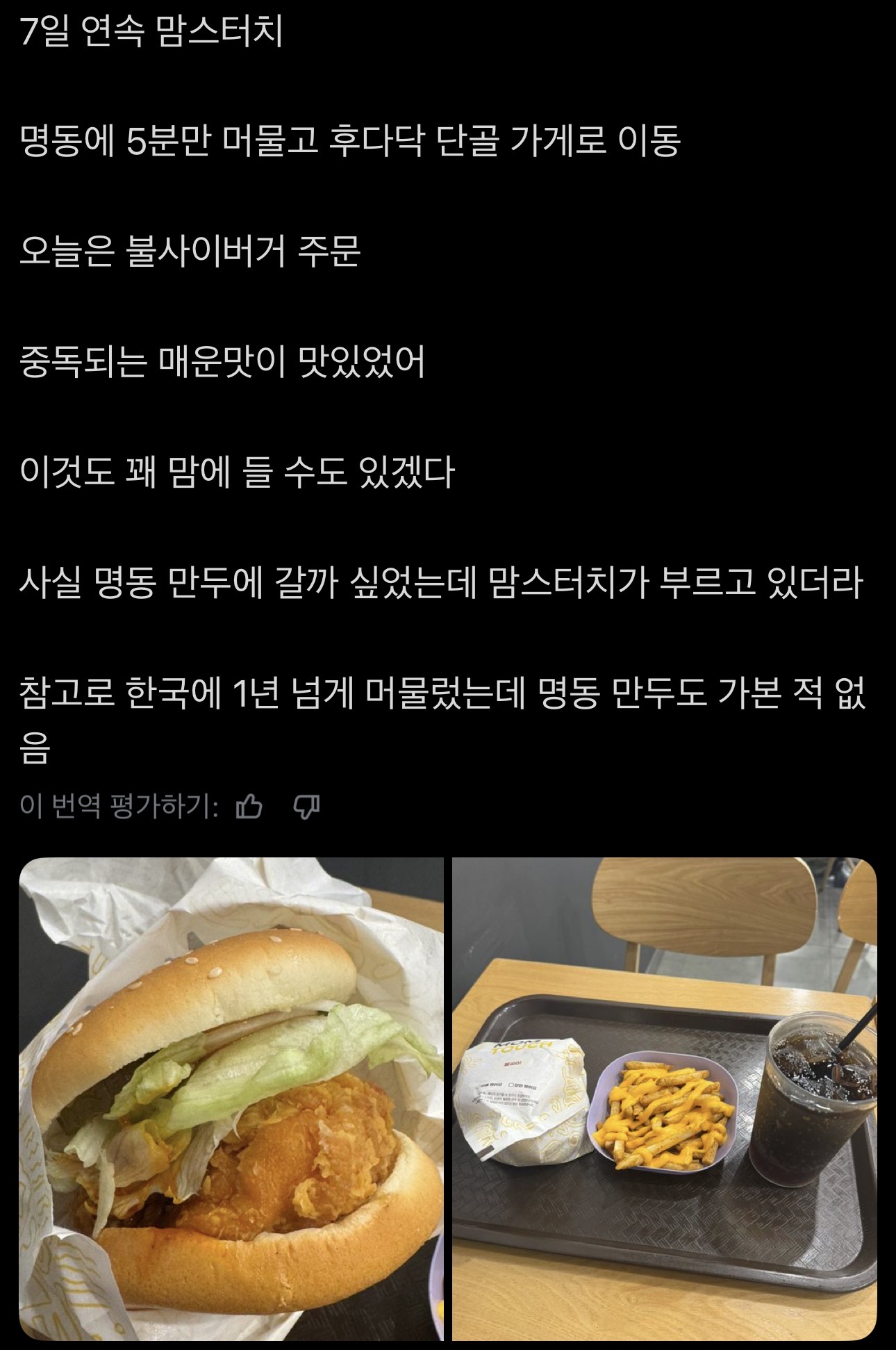 맘스터치 매일 먹던 일본인 유학생 중대한 사유로 중단 이미지 7