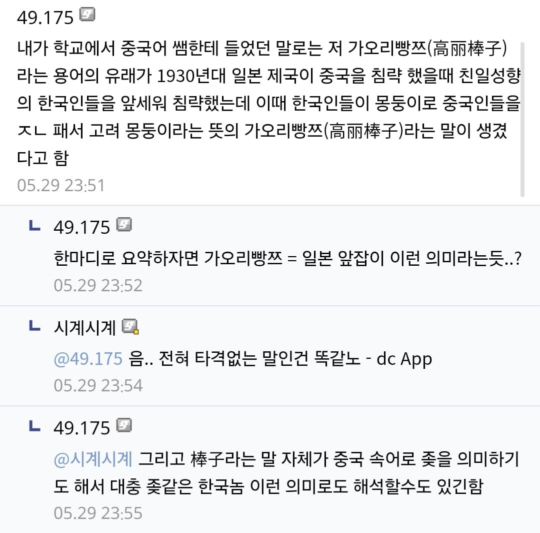 이해 안가는 중국인의 한국인 비하용어 이미지 2