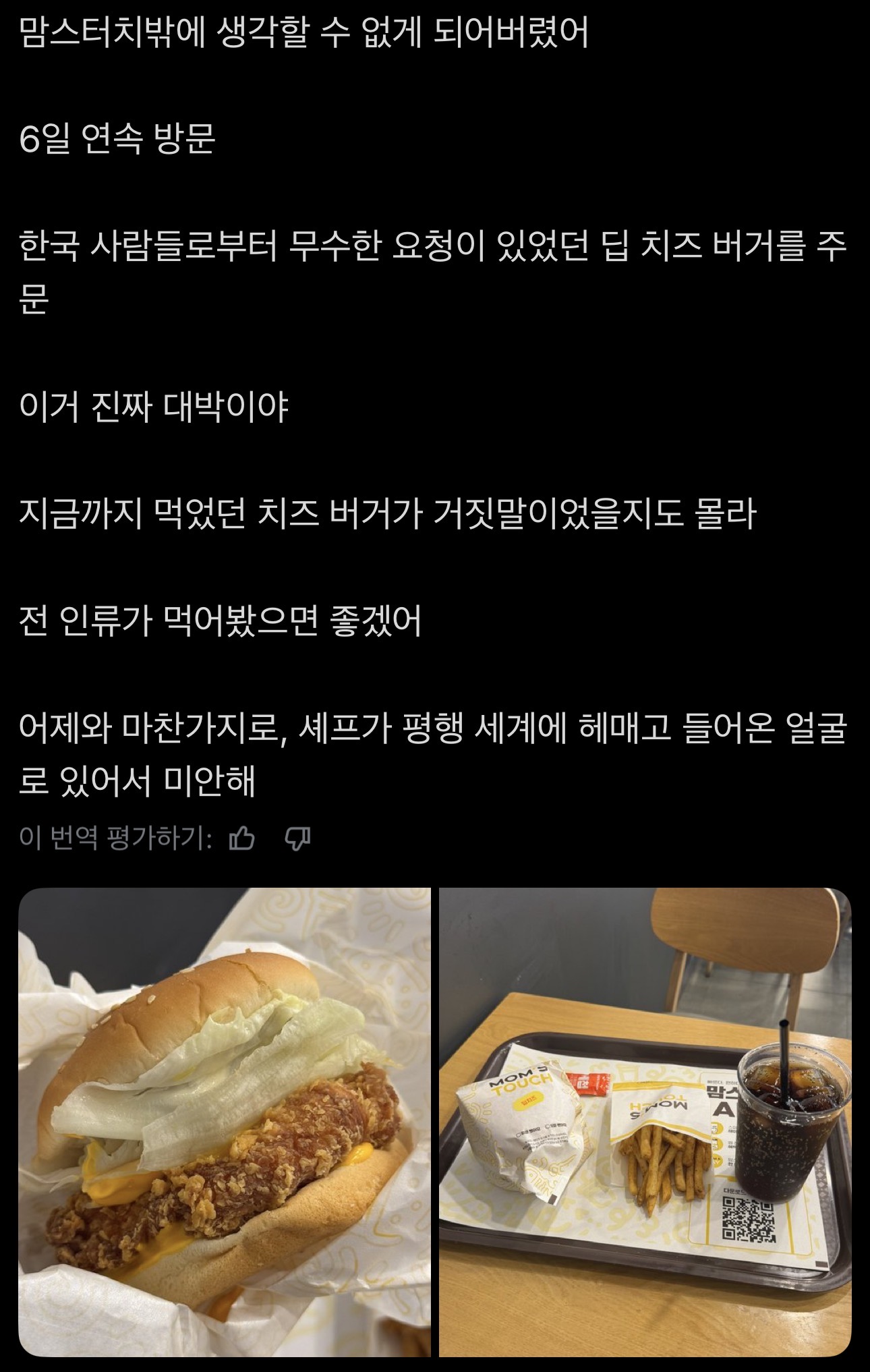 맘스터치 매일 먹던 일본인 유학생 중대한 사유로 중단 이미지 6