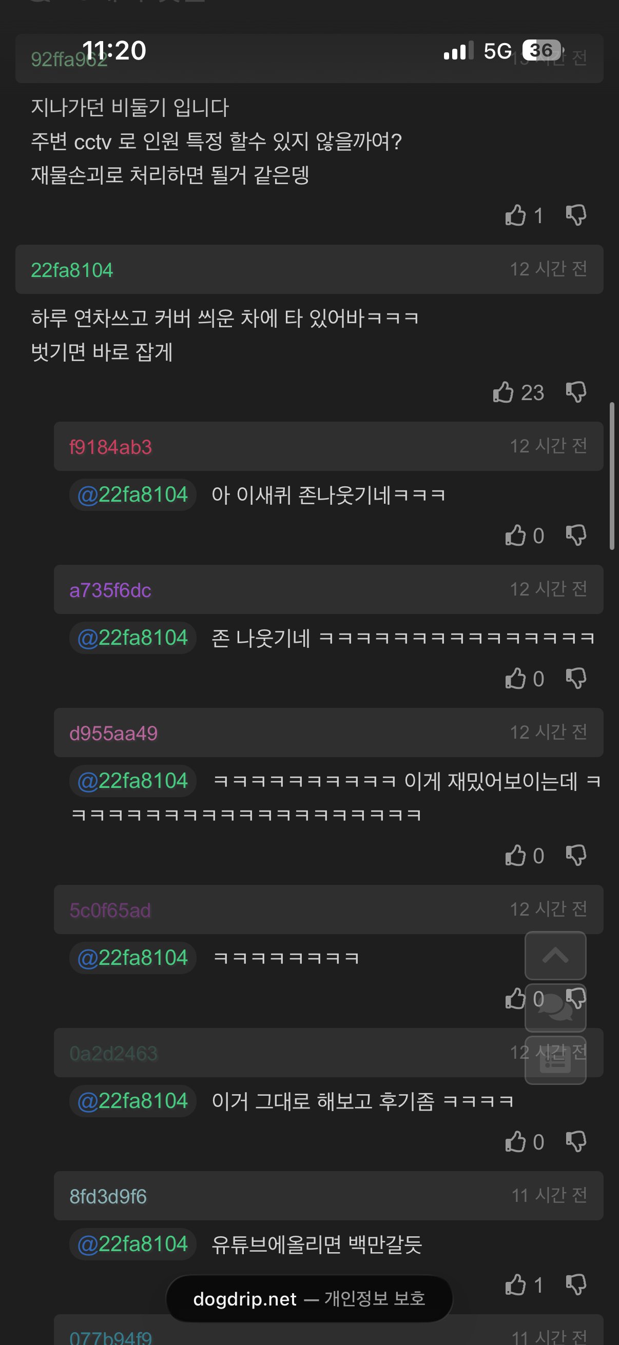 자동차 커버를 자꾸 벗겨놓는 사람 고소가 가능한게 궁금한 개붕이 이미지 2